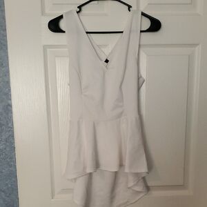 Blush White Peplum V-Neck Sleeveless Blouse